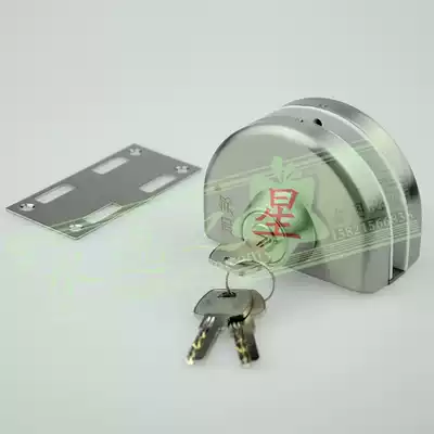 Store facade shop large door lock sliding glass door waist lock central lock stainless steel single door bilateral lock free of punching