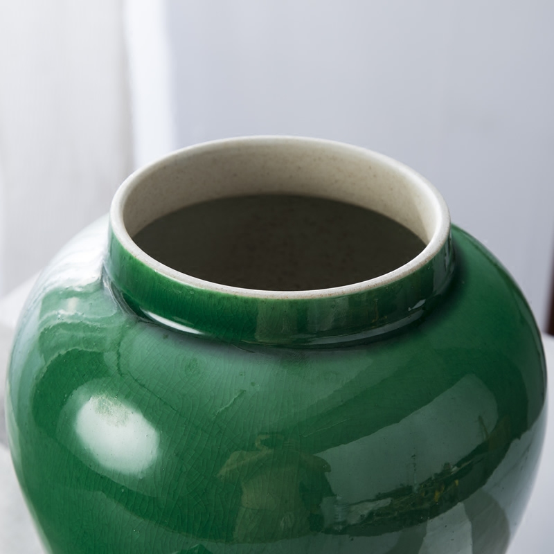 General jingdezhen ceramics green vase storage pot furnishing articles Chinese flower arranging household soft adornment sitting room