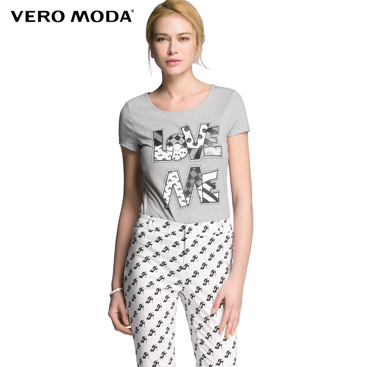 Vero Moda牛仔个性字母印花修身T恤|315201153