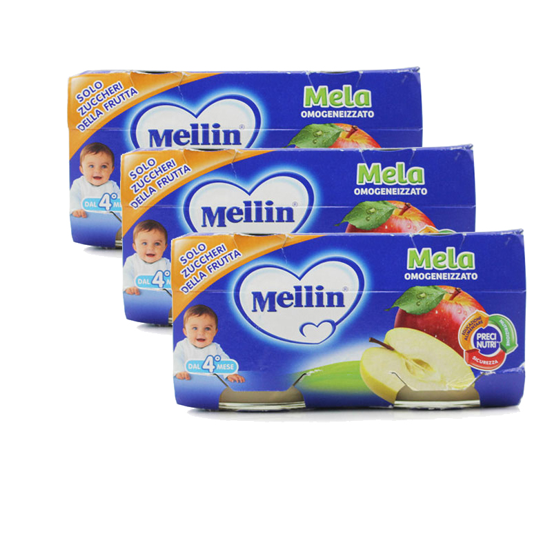 意大利Mellin美林苹果泥婴幼儿营养辅食（4个月以上）100gx2/组*3