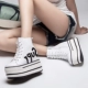 Giày cao cổ nữ châu Âu tăng chiều cao cho nữ với giày cao gót đế xuồng đế dày đế bằng da đế dày