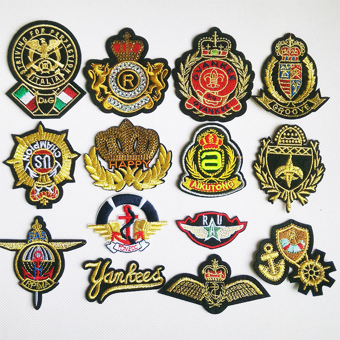 100 lap crown fabric patch with patch clothing Chest Chapter Arms Chapter DIY Decorative Gold Silk Embroidery Microbadge Boutique Crown