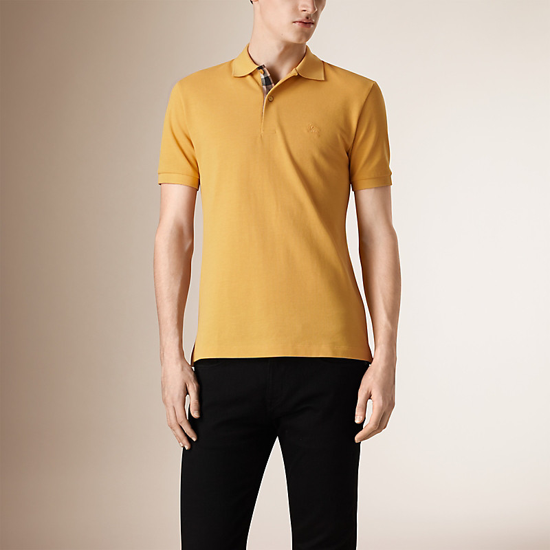 BURBERRY/博柏利格纹开襟珠地网眼布棉质 Polo 衫 39743181