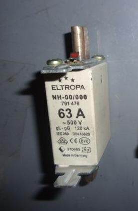 ELTROPA fuse NH-00 000 63A (500V 120KA gG gL) straight shot