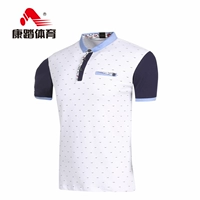 Kang Ted mùa hè ve áo ngắn tay áo thun cotton cotton thoáng khí áo sơ mi polo in sơ mi Hàn Quốc phiên bản lớn của quần áo cỡ lớn - Áo polo thể thao áo polo