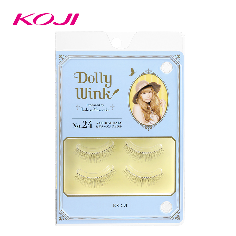 日本蔻吉KOJI益若翼Dolly Wink 24#进口假睫毛 纤长交叉款透明梗