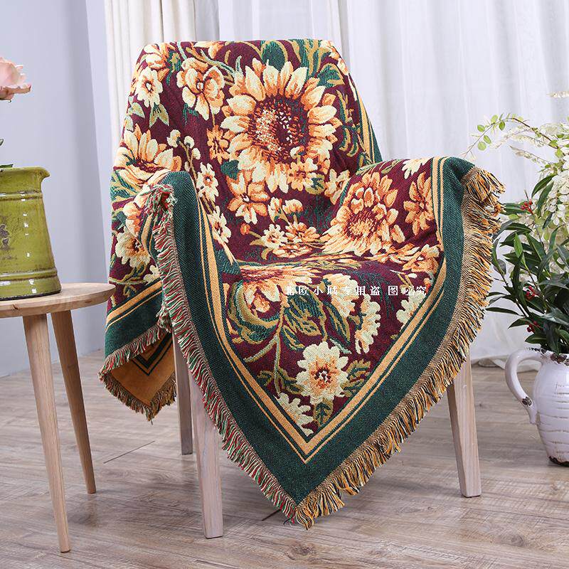American double-sided non-slip sofa towel Africa Chrysanthemum Sofa Blanket Full Cover Cotton Thread Blanket Fabric Sofa Cushion Backrest Towel Bed Cover