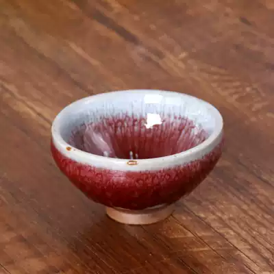 Dehua Xixin hand-made Jun kiln red beam mouth cup kiln becomes large tea cup Jun porcelain master cup Teacup ceramic