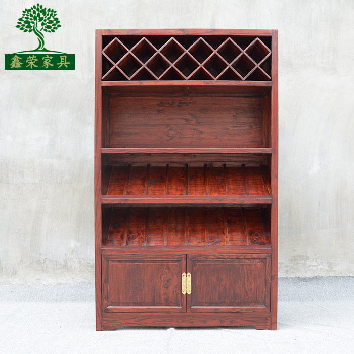 Solid wood red wine display cabinet wooden wine cabinet shelves display shelves log