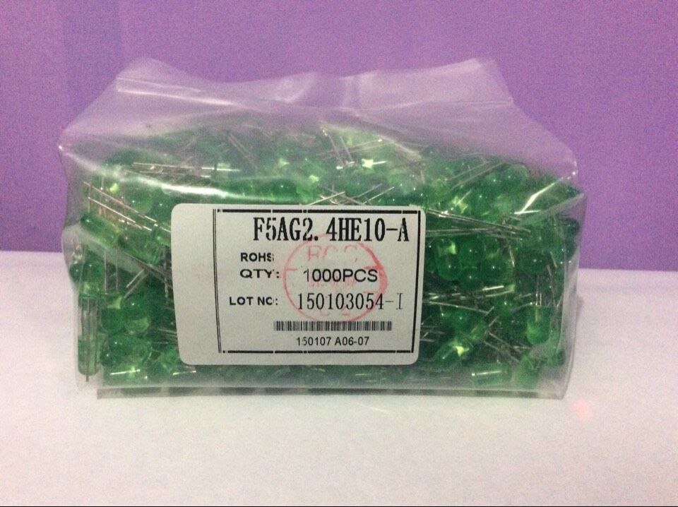 5mm short footed bright green hair green LEDLED light (F5AG2 4HE07-A) 1000PCS bag