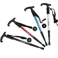 Baxter nhôm hợp kim cong xử lý T-xử lý đa năng bốn phần trekking cực nạng - Gậy / gậy 	gậy gấp khúc cho người già