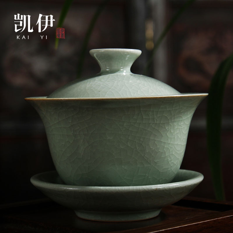 Kate ruzhou your up excessive penetration tureen tea set three bowl of kung fu tea set only can keep ceramic medium your porcelain