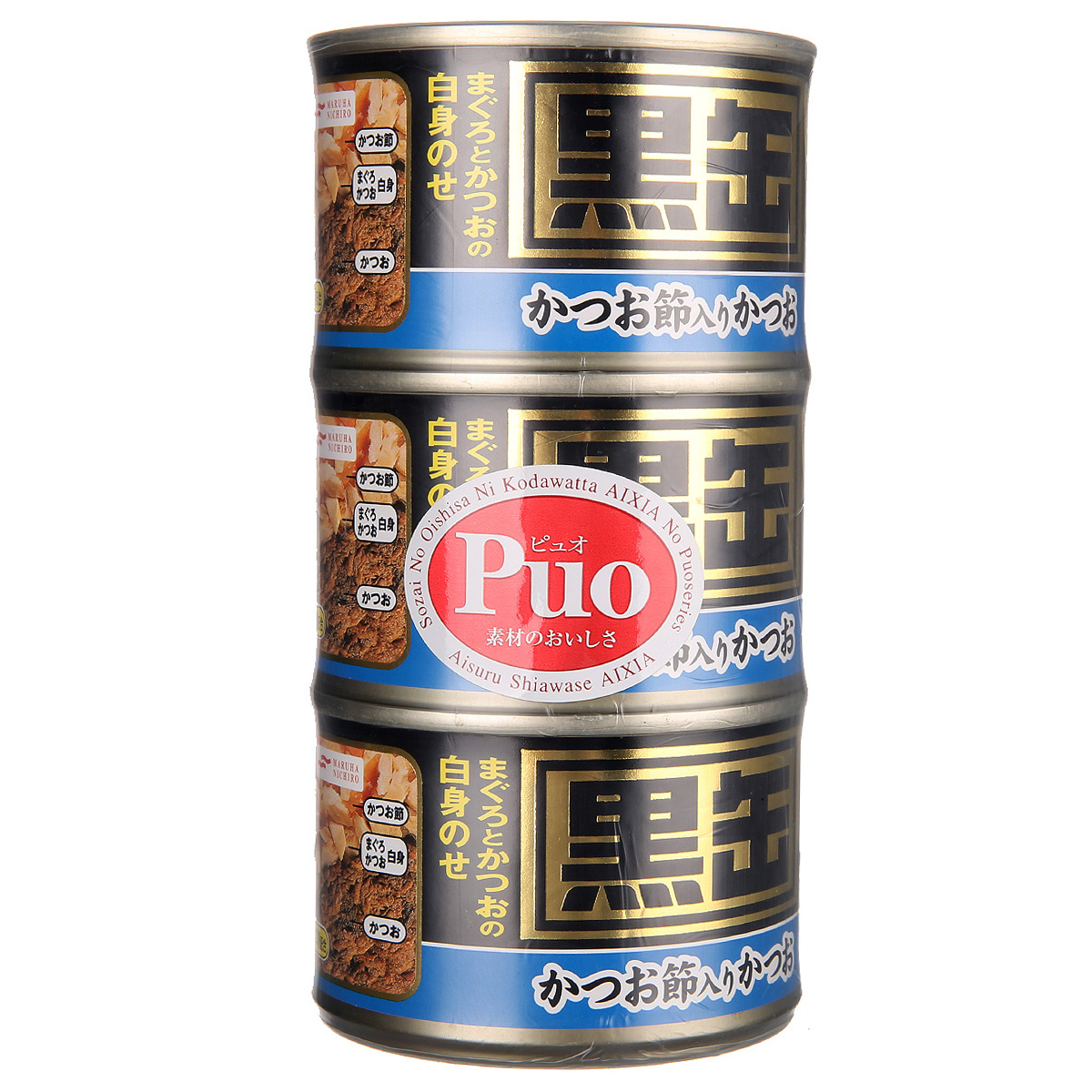 波奇网 宠物猫零食爱喜雅黑罐金枪鱼加鲣鱼花猫罐头160g*3猫湿粮