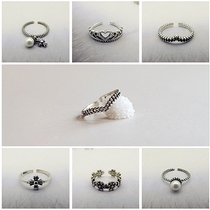 s925 pure silver retro ring Japan-ROK version Chaumen fashion minimalist personality Han Guotai Knuckle Tail Ring Ornament Female