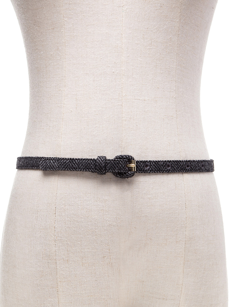 Dolce&Gabbana 黑灰拼色针扣式细腰带