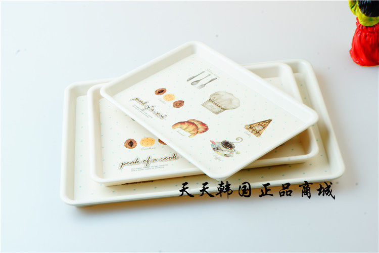 Korean Dinner Plate Cute Pattern Plastic Care Tray Plastic Tea Tray Fruits Pan Miscellaneous Disc