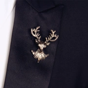 Tide nam và nữ phù hợp với áo khoác phụ kiện boutonniere Châu Âu và Hoa Kỳ retro kim loại đầu nai sừng trâm kim cổ L69 - Trâm cài