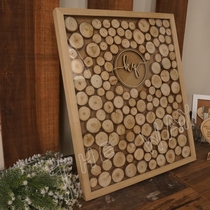 Wedding wedding love wood chips sign in solid wood photo frame ash wood sign book creative stump wood chips