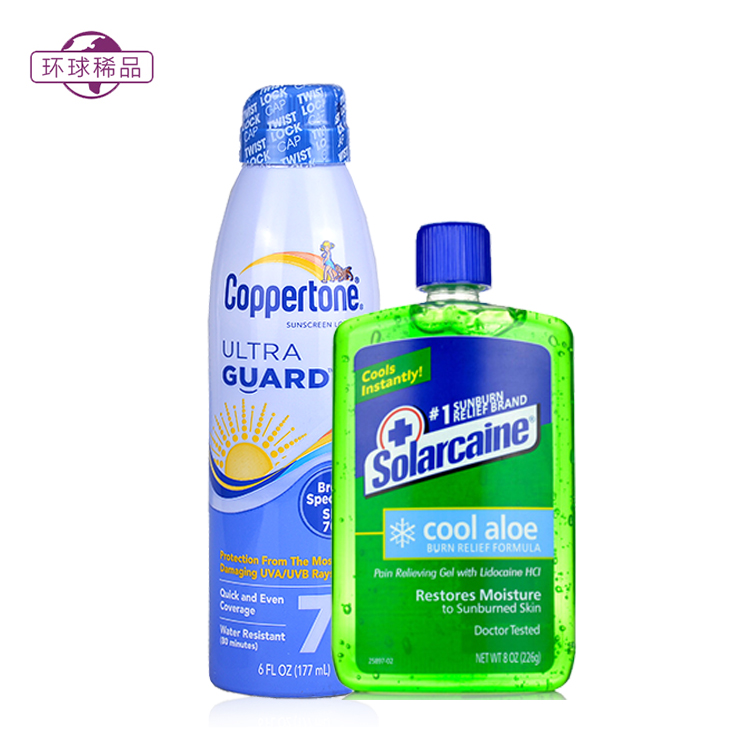 美国Coppertone/水宝宝速干超透气防晒喷雾+晒后修复组合SPF70