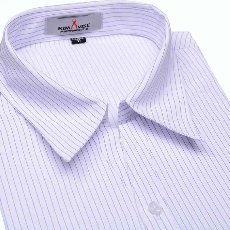 Summer Women's White Striped Blue Short-Sleeve Shirt, Bank Work Uniform, V-Neck Slim-Fit Professional Shirt, Plus-Size Shirt Summer Women's White Striped Blue Short-Sleeve Shirt, Bank Work Uniform, V-Neck Slim-Fit Professional Shirt, Plus-Size Shirt