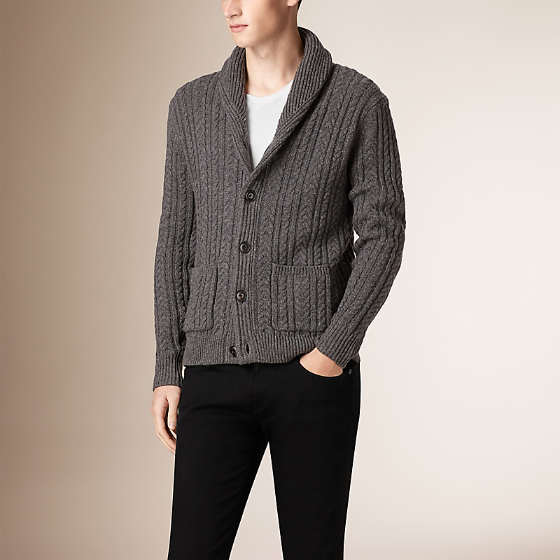 BURBERRY/博柏利青果领羊绒混纺开衫 39954591