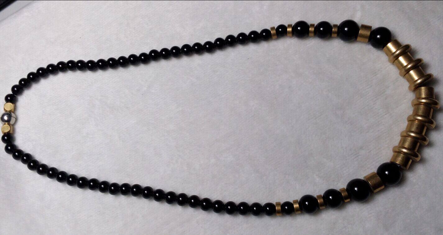 Black Yao Stone Plus Copper Barrel Pearl Necklace Pure Copper Barrel Bead Magnet buckle can be taken apart to make other strings top septer beads