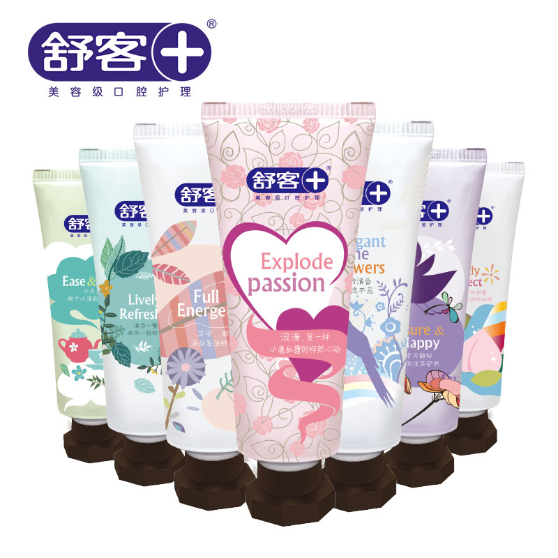 舒客一周7天心情牙膏礼盒30g七支 去渍美白牙齿清新口气口臭包邮