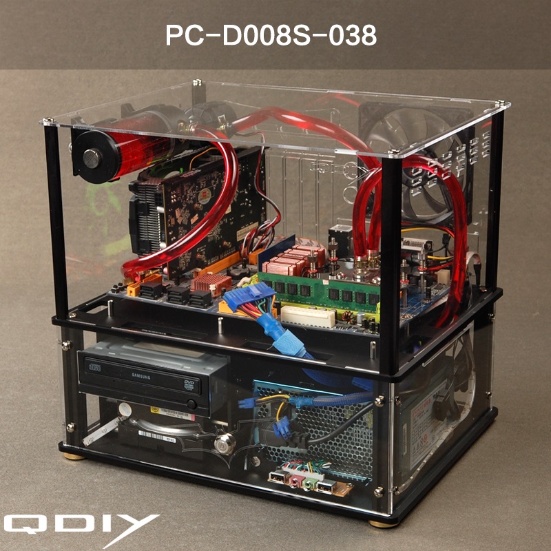 QDIY New Water Cooled Chassis Acrylic Transparent ATX Closed Computer QDIY New Water Cooled Chassis Acrylic Transparent ATX Closed Computer