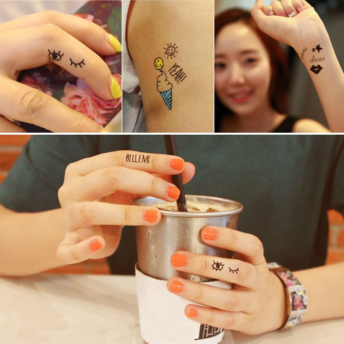 Korean version of super cute cartoon tattoo stickers trendy men and women unisex personality true marks waterproof tattoo stickers large size 4175