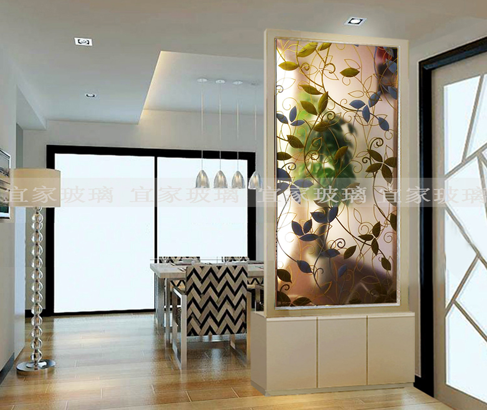 Art Glassmakers Book A Shoe Cabinet Glass Partition Screen Aisle Background Modern Minimalist Brief Ego Background