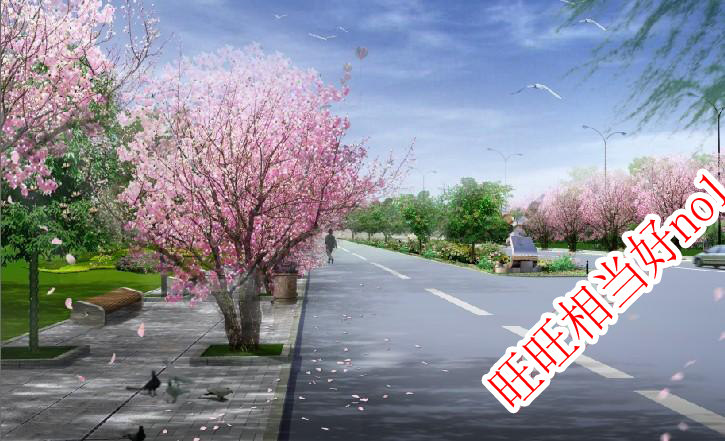 Road landscape greening PSD layered renderings architectural garden landscape PS design material p