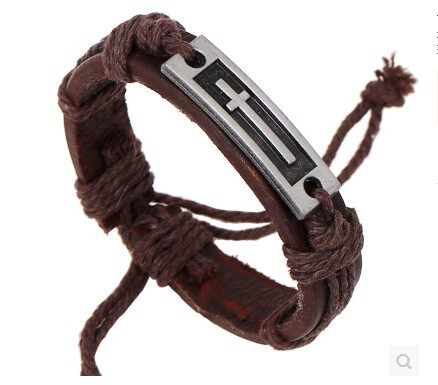 New cross cowhide bracelet Male vintage leather bracelet Couple bracelet Christmas gift