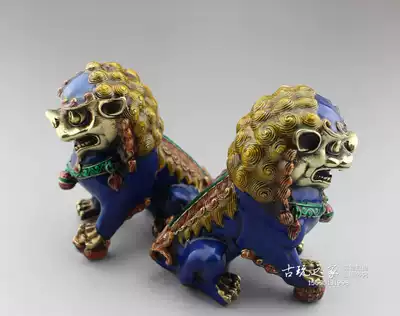 Antique copper cloisonne lion ornaments a pair of pure copper lion decoration antique bronze collectibles craft gifts
