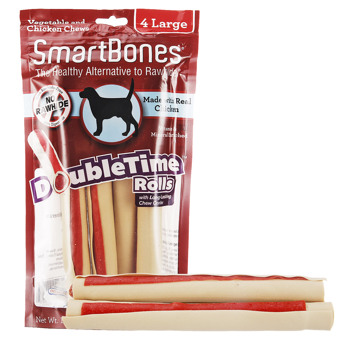 波奇网 SmartBones 鸡肉味大号洁齿卷棒4支装360g 美国进口狗零食
