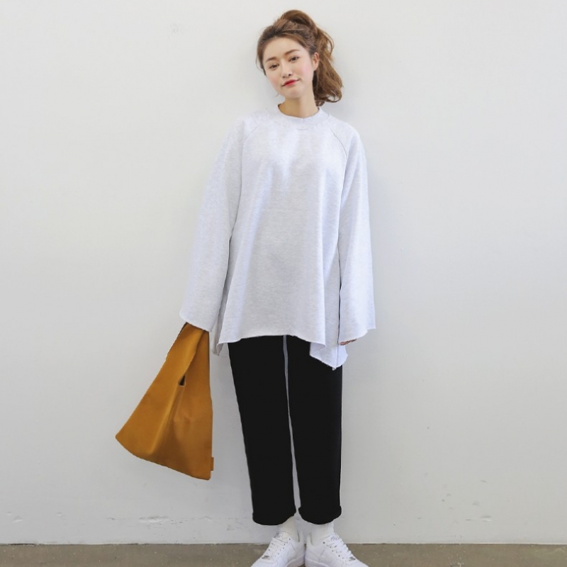 韩国stylenanda官方正品 宽松款插肩袖圆领迷你连衣裙-象牙色