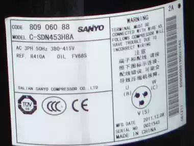 Sanyo Press 809 060 88 C- SDN453H8A R410A potion refrigerant