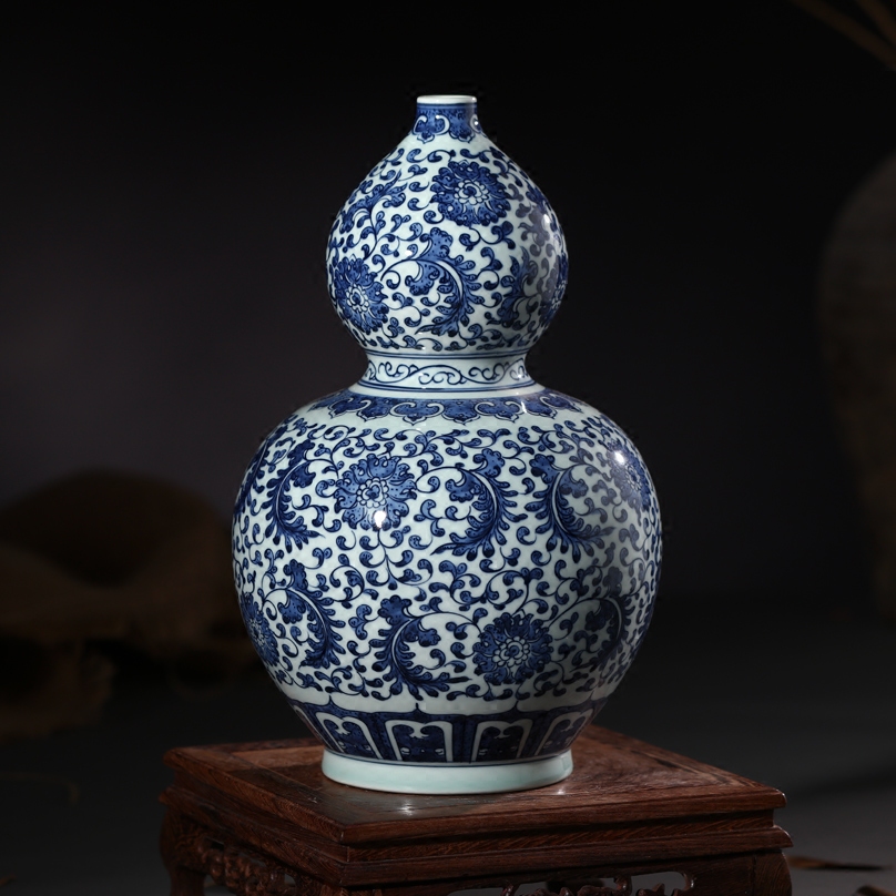 Hand - made porcelain of jingdezhen ceramics vase bound branch lotus gourd mesa household act the role ofing is tasted furnishing articles furnishing porcelain