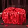 Wedding supplies Daquan baggage leather Big red bronzing jacquard baggage leather Wedding happy word baggage bride dowry supplies