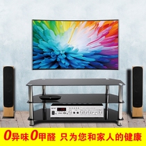 Simple glass TV cabinet Small apartment bedroom hanging paint TV cabinet Living room floor cabinet Simple three-layer audio-visual cabinet