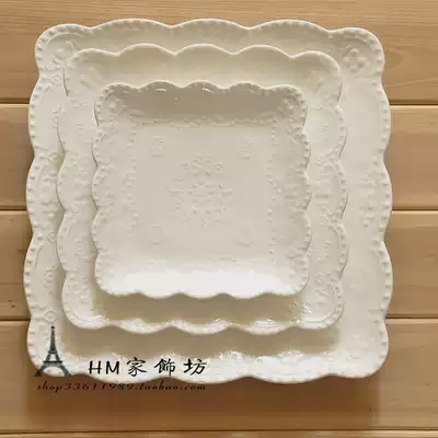 Hotel retro relief ceramic dinner plate Heart plate Fruit plate Steak plate Cake plate Square plate Western tableware white