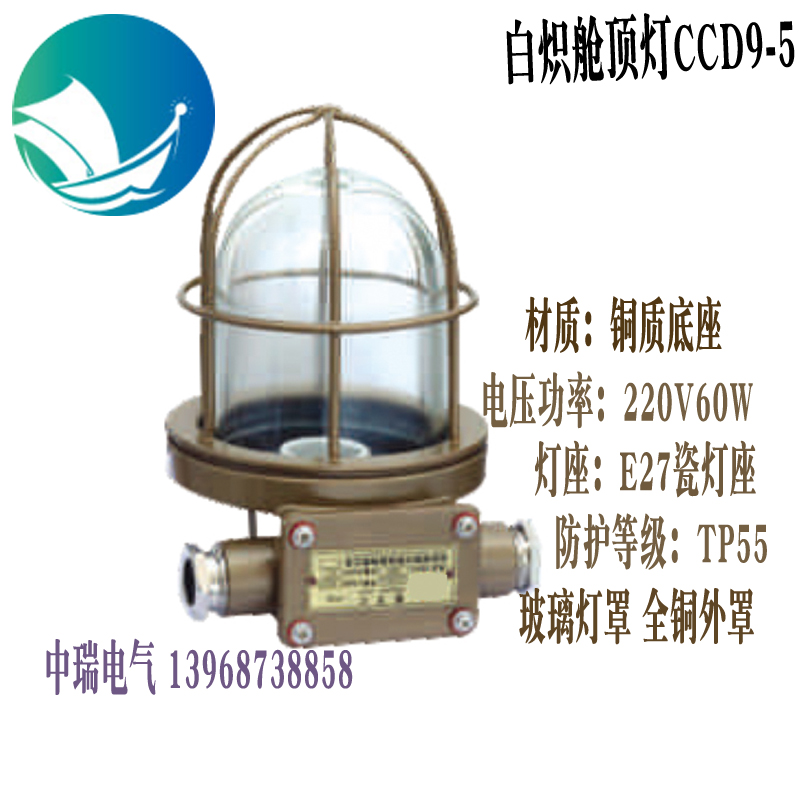 Marine full copper white incandescent ceiling lamp CCD9-5 waterproof emergency lighting lamp 220V60W lamp holder E27 IP56