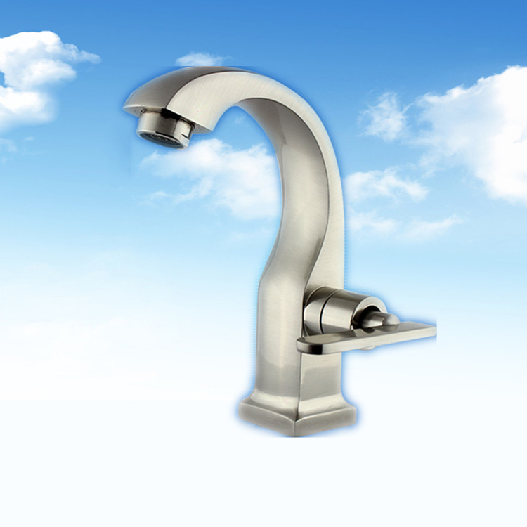 Kunquan Moon bend bathroom powder room washbasin single cold art basin faucet electroplating brushed washbasin faucet