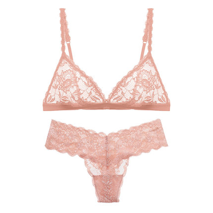 BOTHYOUNG薄款三角杯文胸透明火辣情趣胸罩性感蕾丝内衣套装-tmall.com天猫