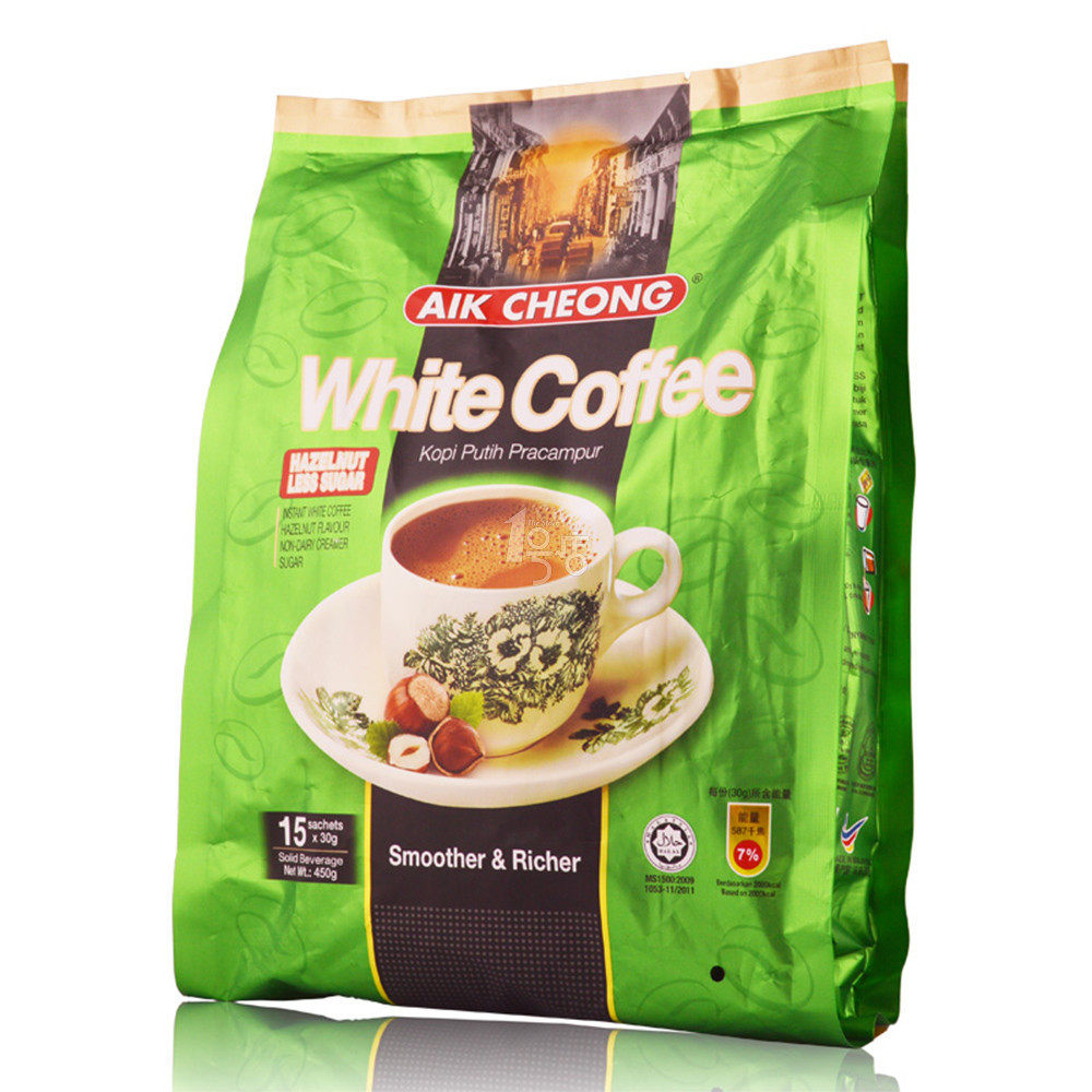 AIK CHEONG益昌 三合一白咖啡 榛果味减少糖 450g 马来西亚