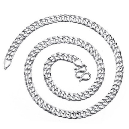 990 sterling silver foot silver whip necklace water ripple male models atmospheric heavy explosion shock low-cost