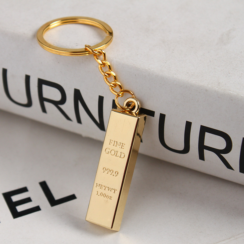 Mini Gold Bar Keychain, Small Gold Brick Key Ring, Gold Nugget Trinket, Key Chain Pendant, Gift Souvenir
