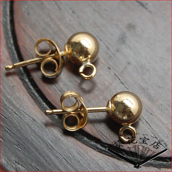 American original imported 14K gold ear needles ear needle round nails (hypoallergenic) do not change color a pair of 4MM5MM6MM