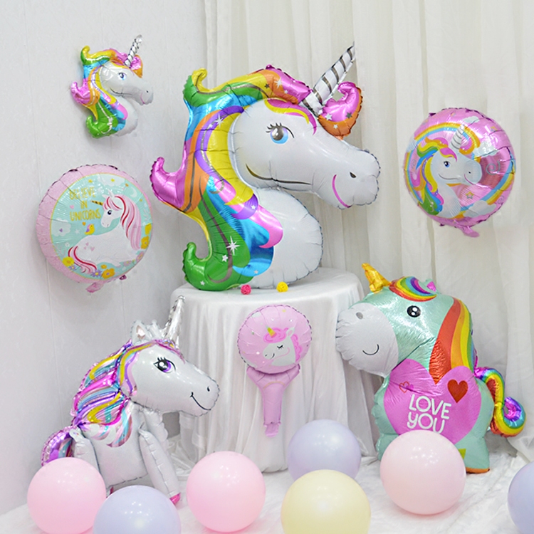 Cartoon Unicorn Aluminum Film Balloon Table Fluttering Children's Birthday Party to Deliver Baby Full Moon 100 Days Feast Decoration