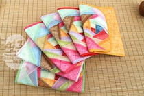 North Korean linen color strip splicing big one-fold wallet deposit bag mobile phone bag Korean folk handicrafts P03081