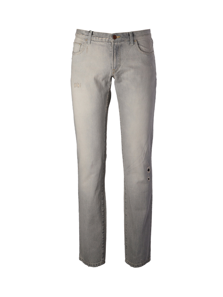 Dolce&Gabbana 灰色水洗做旧牛仔长裤